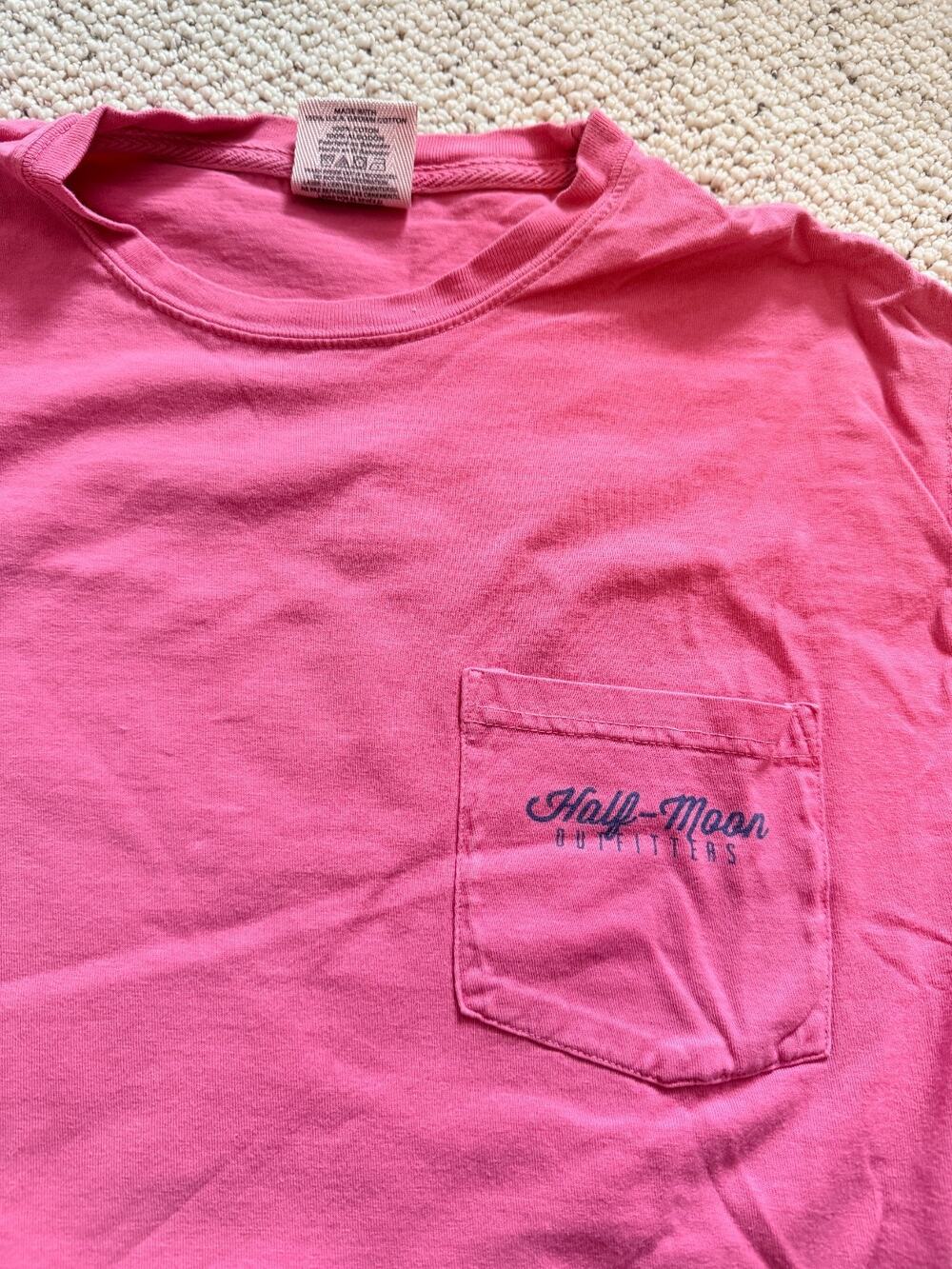 Half-Moon Outfitters Pocket T Shirt Small Coral Pink Charleston SC ComfortWash